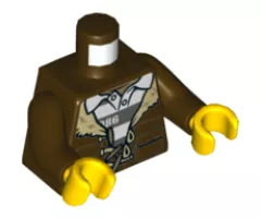 Torso Town Prisoner Shirt Under Fur-Lined Jacket with Pockets and '86' Pattern / Dark Brown Arms / Yellow Hands