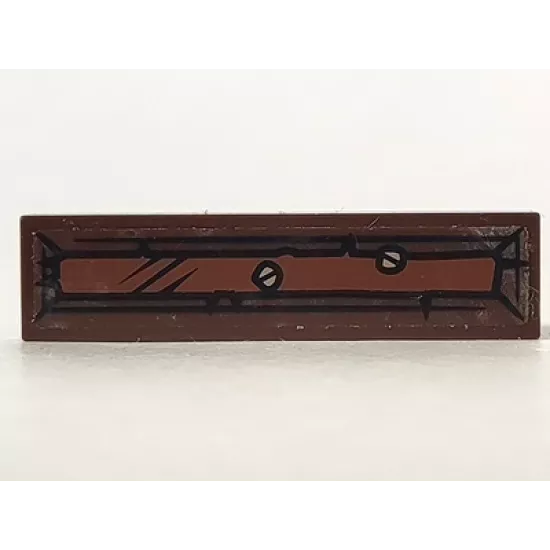 Tile 1 x 4 with Reddish Brown Rectangle and 2 Screws Pattern (Sticker) - Set 79010