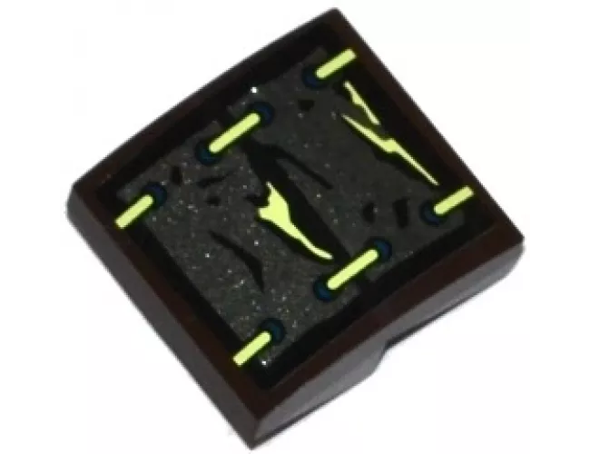 Slope, Curved 2 x 2 with 2 Armor Plates with Yellowish Green Laces and Stains Pattern (Sticker) - Set 70737