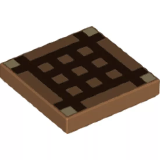 Tile 2 x 2 with Dark Brown Minecraft Crafting Table Grid Pattern