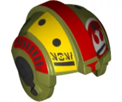 Minifigure, Headgear Helmet SW Rebel Pilot with Red Stripes, White Rebel Logo and Gray Headset Pattern (Resistance Bombardier)