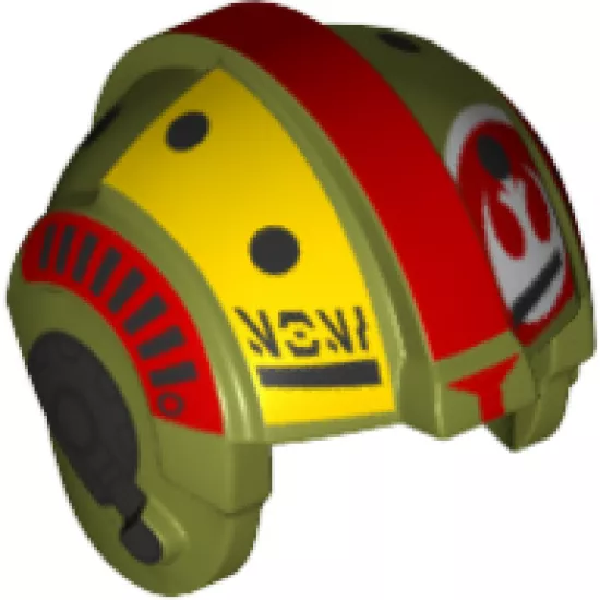 Minifigure, Headgear Helmet SW Rebel Pilot with Red Stripes, White Rebel Logo and Gray Headset Pattern (Resistance Bombardier)