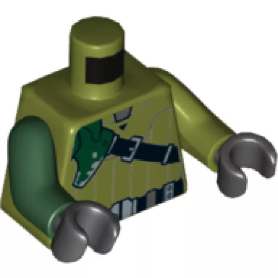 Torso SW Shirt with Diagonal Black Belt and Dark Green Pad Pattern (Kanan Jarrus) / Olive Green Arm Left / Dark Green Arm Right / Black Hands