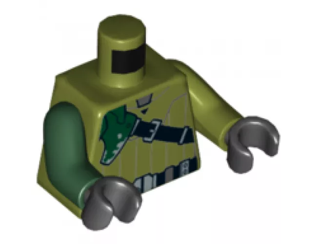 Torso SW Shirt with Diagonal Black Belt and Dark Green Pad Pattern (Kanan Jarrus) / Olive Green Arm Left / Dark Green Arm Right / Black Hands