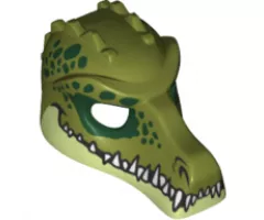Minifigure, Headgear Mask Crocodile with Teeth and Dark Green Spots Pattern