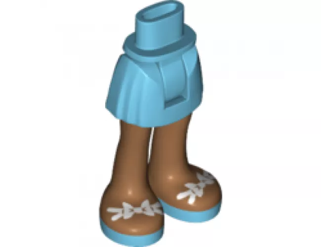 Mini Doll, Legs with Hips and Skirt, Medium Nougat Legs and Medium Azure Sandals with White Bows Pattern