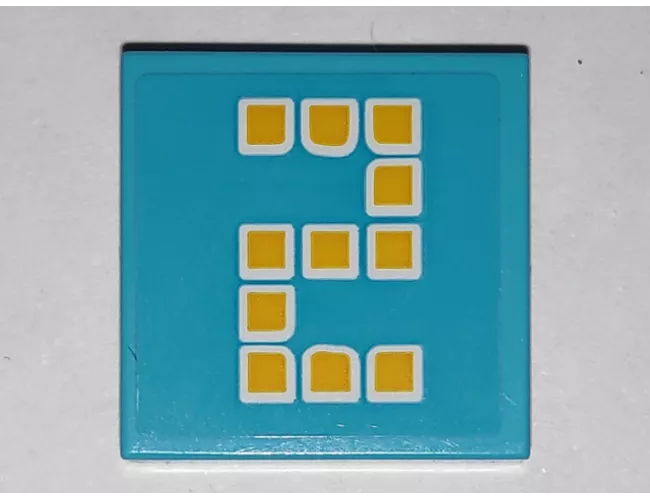 Tile 2 x 2 with Yellow Digital Number 2 Pattern (Sticker) - Set 41338