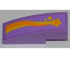 Slope, Curved 3 x 1 with Orange and Yellow Shooting Star Pattern Model Right Side (Sticker) - Set 3183