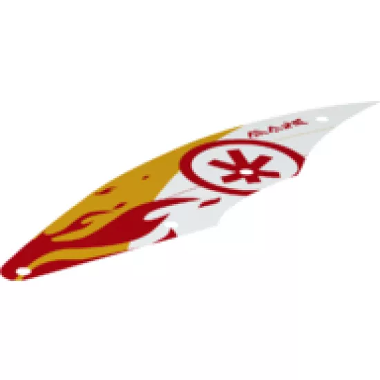 Cloth Sail Triangular 7 x 28 with Red Flames and Ninjago Logogram 'K71748' Pattern