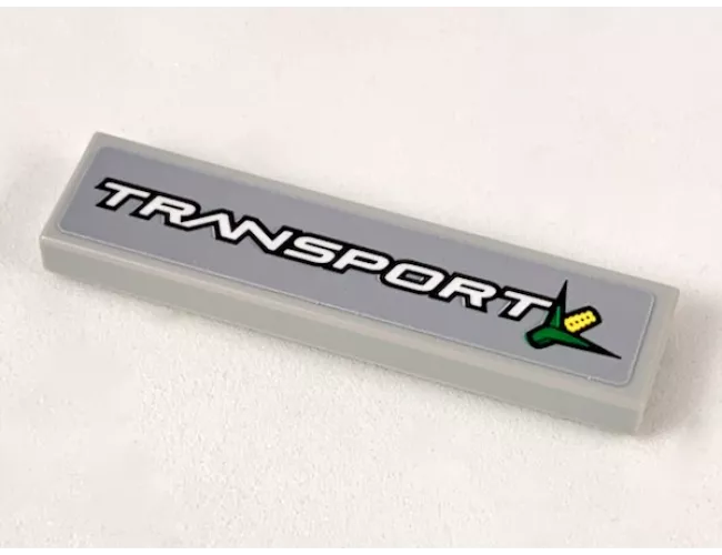 Tile 1 x 4 with White 'TRANSPORT' and Ear of Corn Pattern (Sticker) - Set 60223