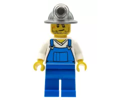 Miner - Overalls Blue over V-Neck Shirt, Blue Legs, Mining Helmet, Crooked Smile and Scar