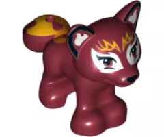 Fox, Friends / Elves with Black Nose, White around Eyes, Bright Light Orange Face Decorations and Flames on Tail Pattern (Flamy)