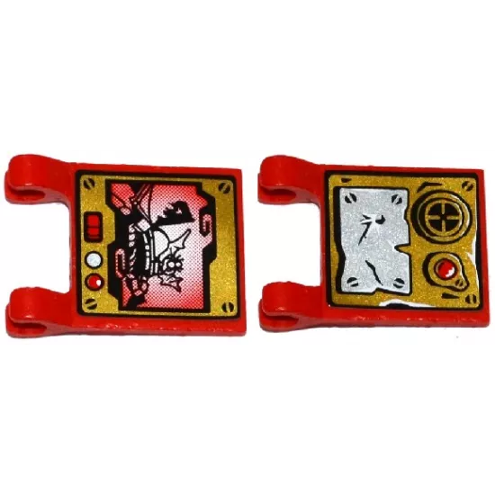 Flag 2 x 2 Square with Screen / Damaged Metal Plate, Red Light and Speaker Pattern (Stickers) - Set 70737