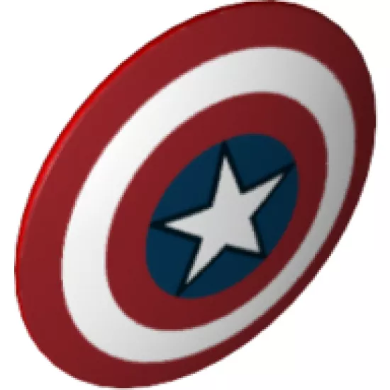 Minifigure, Shield Round with Rounded Front with Bullseye with Captain America Star Pattern