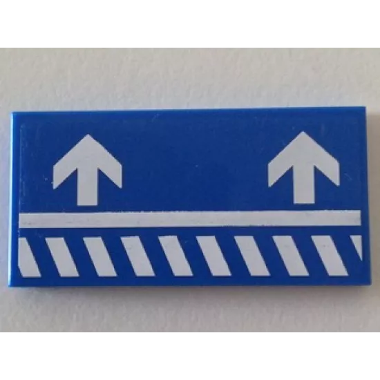 Tile 2 x 4 with White Danger Stripes and Short Arrows Pattern Model Left (Sticker) - Set 70816