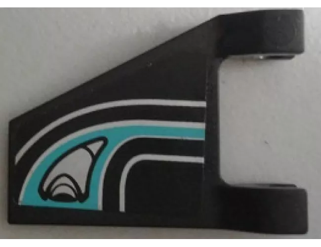 Flag 2 x 2 Trapezoid with Silver Jet Intake and Medium Azure Trim Line Pattern Model Left Side (Sticker) - Set 70164