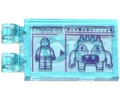 Tile, Modified 2 x 3 with 2 Clips with 'PROCESS', Minifigure and Spider Bytez on Screen Pattern (Sticker) - Set 79119