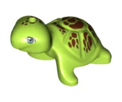 Turtle, Friends / Elves with Bright Light Blue Eyes and Reddish Brown Spots Pattern (Bubbles)
