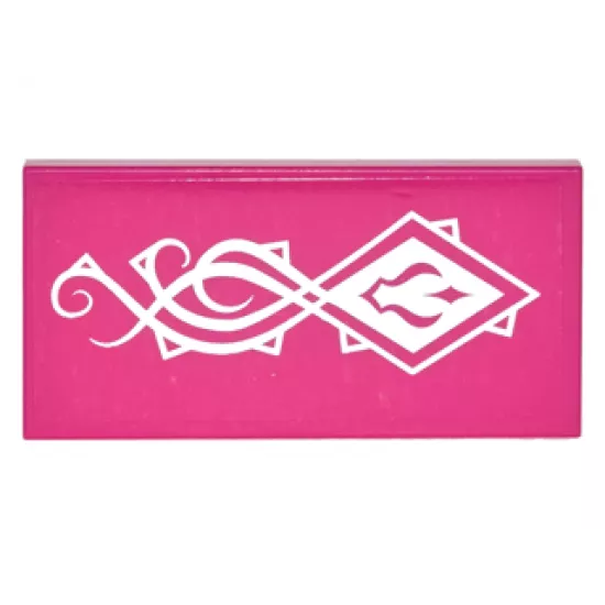 Tile 2 x 4 with White Diamond with Points and Curved Shadow Symbol and Scrollwork Pattern (Sticker) - Set 41180