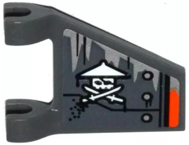 Flag 2 x 2 Trapezoid with Armor Plates, Ninja Skull with Crossed Swords and 3 Rivets Pattern Model Left Side (Sticker) - Set 70601