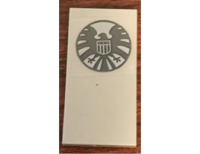 Tile 2 x 4 with Dark Bluish Gray S.H.I.E.L.D. Logo Pattern (Sticker) - Set 76127