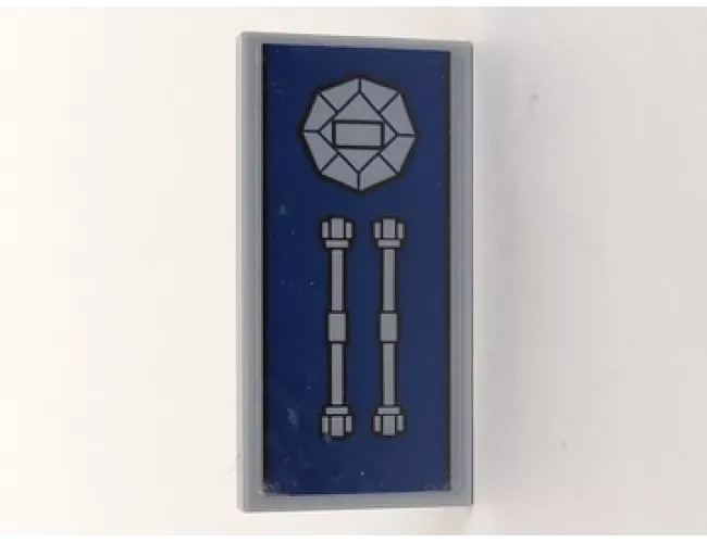 Tile 2 x 4 with Three Ornaments on Full Dark Blue Background Pattern (Sticker) - Set 70617
