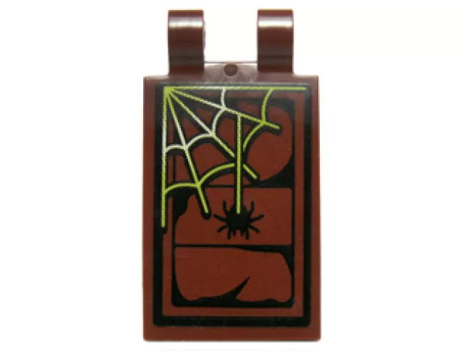 Tile, Modified 2 x 3 with 2 Clips with Yellowish Green Spider Web and Black Spider Pattern (Sticker) - Set 70736