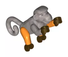 Monkey with Dark Brown Hands and Feet, 1 Flat Silver Arm, 1 Orange Arm and Orange Legs (Monkey Wretch)