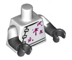 Torso Lab Coat with 3 Black and Gray Clasps, Belt and Magenta Stains Pattern / Black Arms with White Short Sleeves Pattern / Black Hands