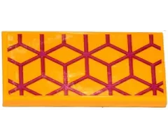 Tile 2 x 4 with Magenta Diamond Cube Geometric Pattern (Sticker) - Set 41135