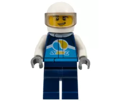 Race Car Driver, Male, Dark Blue 'Octan E' Race Jacket and Legs, White Helmet