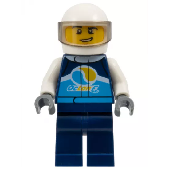 Race Car Driver, Male, Dark Blue 'Octan E' Race Jacket and Legs, White Helmet
