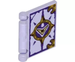 Minifigure, Utensil Book Cover with Gold Circle with Spikes, Tan Chevron, Dark Purple Highlights Pattern (Nexo Knights Book of Evil)