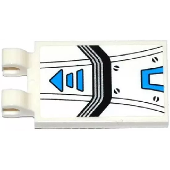 Tile, Modified 2 x 3 with 2 Clips with Armor Plates, Blue Arrow, Black Lines, 4 Screws and Blue Stripe Pattern (Sticker) - Set 70737