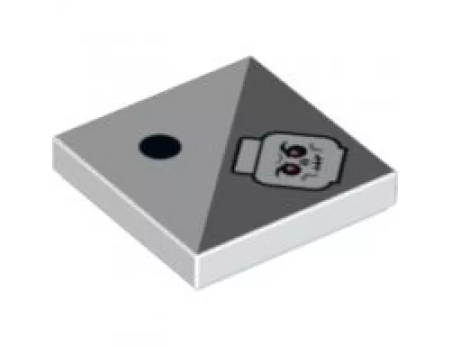 Tile 2 x 2 with 1 Black Dot and Light Bluish Gray Triangle with Skull with Red Eyes Pattern