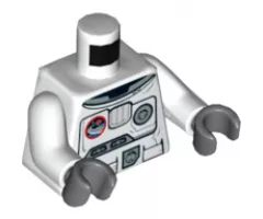Torso City Spacesuit with Space Logo and Equipment Pattern Front, Tubes Pattern Back / White Arms / Dark Bluish Gray Hands