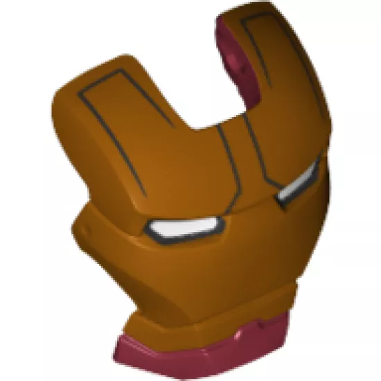 Minifigure, Headgear Accessory Visor Top Hinge with Gold Face Shield, Black Lines on Forehead and White Eyes Pattern