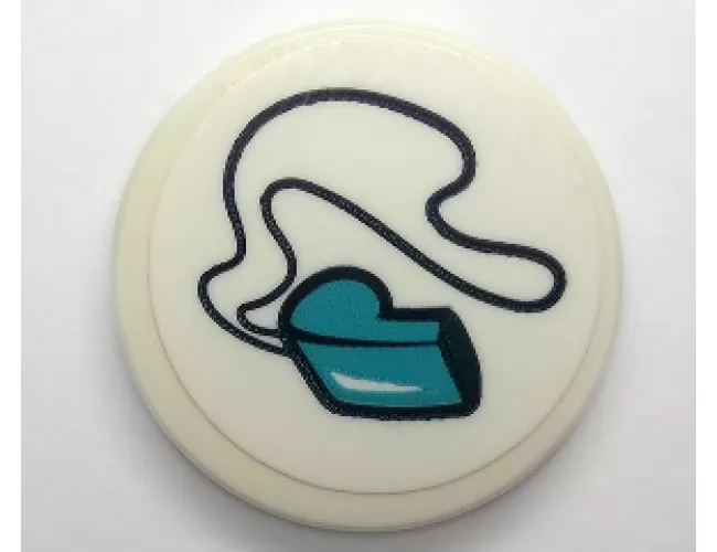Tile, Round 2 x 2 with Bottom Stud Holder with Dark Azure Sports Whistle Pattern (Sticker) - Set 41330