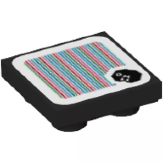Tile, Modified 2 x 2 Inverted with Super Mario Scanner Code Chain Chomp Pattern (Sticker) - Set 71381