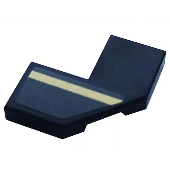 Tile, Modified Facet 2 x 2 Corner with Cut Corner with Gold Stripe Pattern Model Left Side (Sticker) - Set 76899