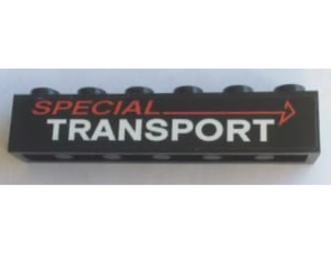 Brick 1 x 6 with 'SPECIAL TRANSPORT' Pattern (Sticker) - Set 60183