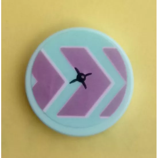 Tile, Round 2 x 2 with Bottom Stud Holder with Cushion, Dark Pink Chevrons and Black Button Pattern (Sticker) - Set 41351