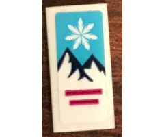 Tile 1 x 2 with Mountains and Snowflake Pattern (Sticker) - Set 41324