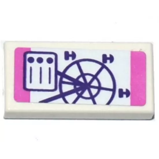 Tile 1 x 2 with Ferris Wheel Pamphlet Pattern (Sticker) - Set 41130