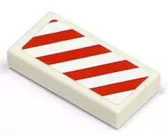 Tile 1 x 2 with Diagonal Stripes Red Left Pattern (Sticker) - Set 7635