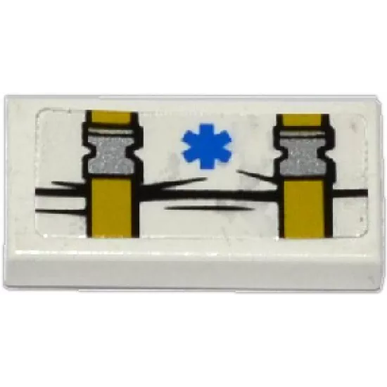 Tile 1 x 2 with EMT Star of Life and 2 Fastening Straps with Clips Pattern (Sticker) - Set 60086