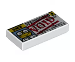 Tile 1 x 2 with Simpsons Hans Moleman 'SPRINGFIELD DRIVERS LICENSE' with Red 'VOID' Pattern