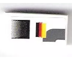 Tile 1 x 2 with Black Air Outlet and Dark Bluish Gray Markings and German Flag Pattern Model Left Side (Sticker) - Set 75876