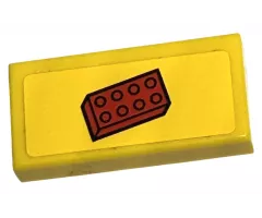 Tile 1 x 2 with Red 2 x 4 Brick Pattern (Sticker) - Set 60097