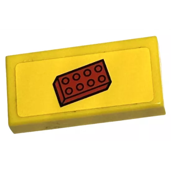 Tile 1 x 2 with Red 2 x 4 Brick Pattern (Sticker) - Set 60097
